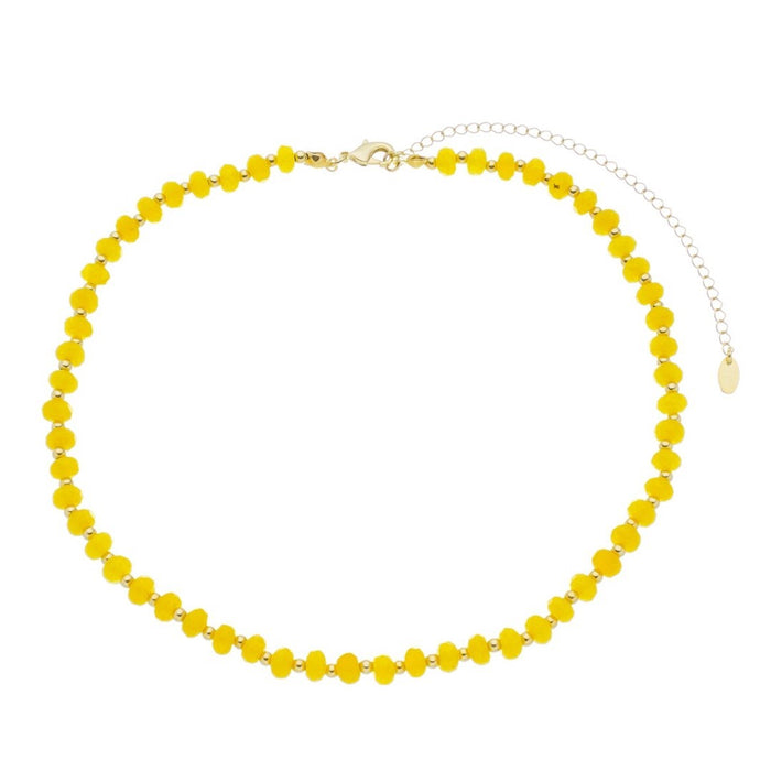 Choker Georgina Pedras Naturais Jade Rondel Amarela