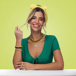 Choker Georgina Pedras Naturais Jade Rondel Amarela