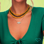 Choker Georgina Pedras Naturais Jade Rondel Amarela