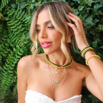 Choker Georgina Pedras Naturais Jade Rondel Amarela