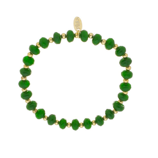 Pulseira Georgina Pedras Naturais Jade Rondel Verde Piuka