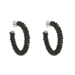 Brinco de Argola Lila Cristais Preto Piuka