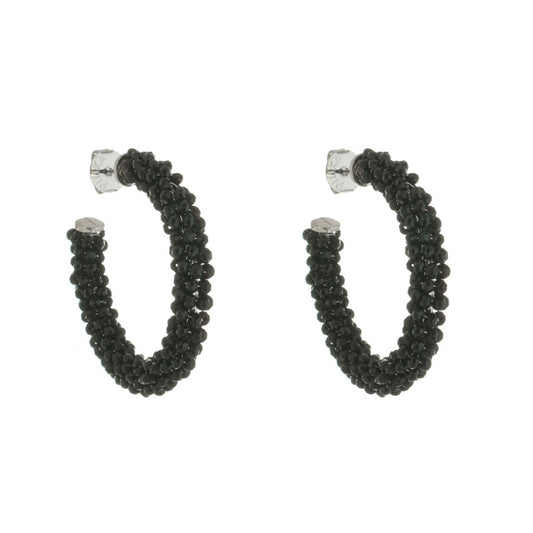 Brinco de Argola Lila Cristais Preto Piuka