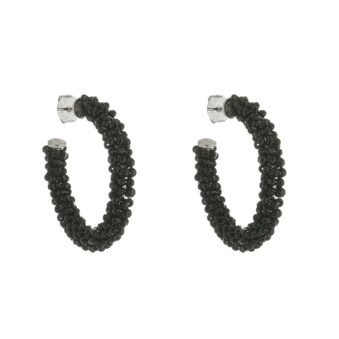 Brinco de Argola Lila Cristais Preto Piuka