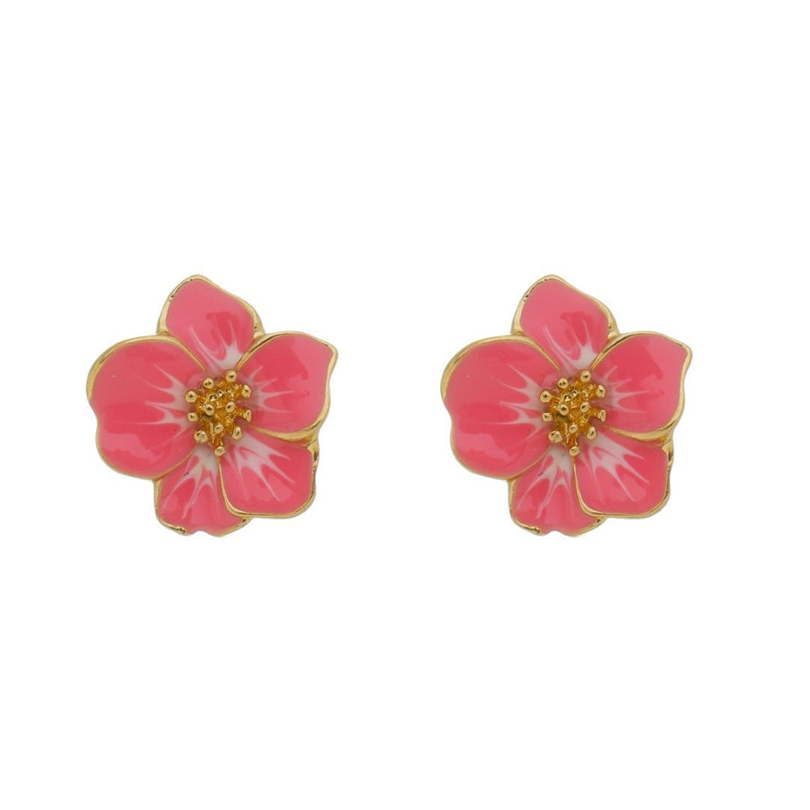 Brinco de Flor Amor Perfeito Rosa