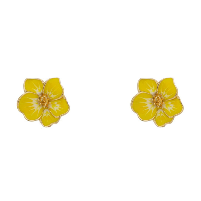 Brinco de Flor Amor Perfeito Amarelo