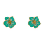 Brinco de Flor Amor Perfeito Turquesa