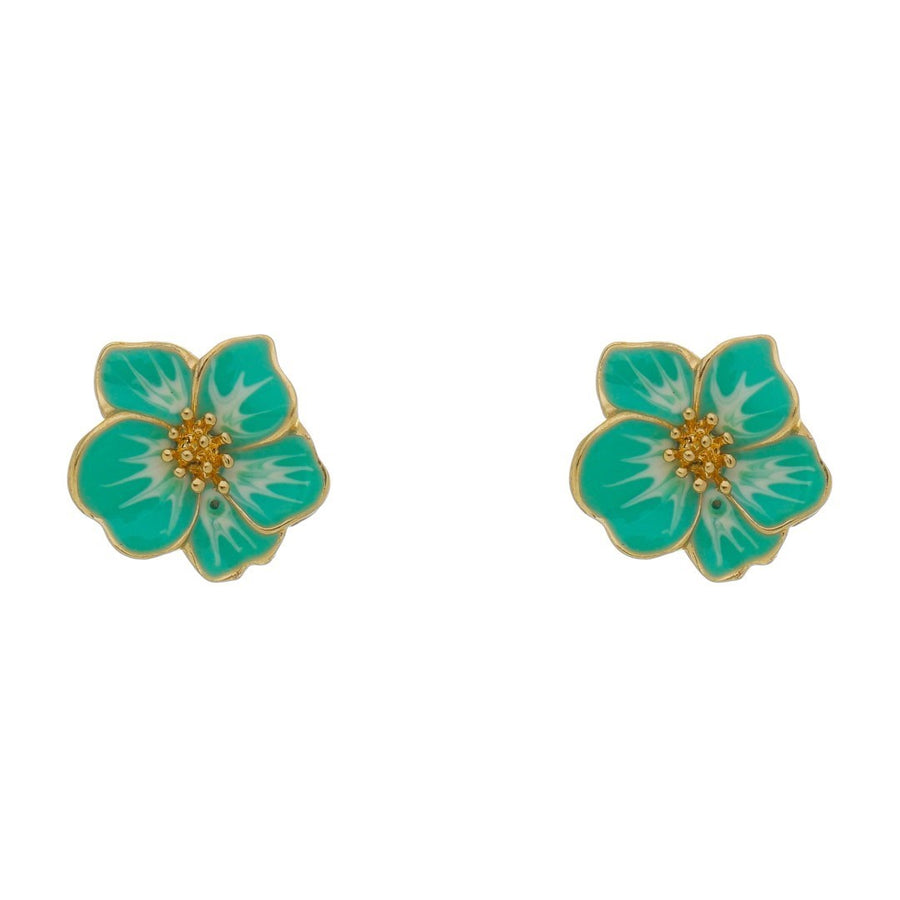 Brinco de Flor Amor Perfeito Turquesa