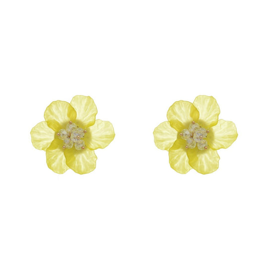 Brinco de Flor Hortênsia Amarela