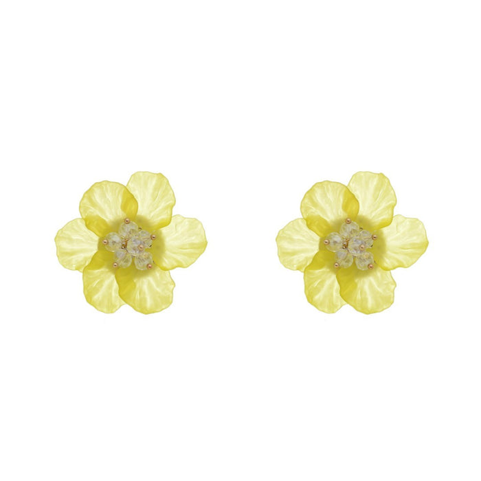 Brinco de Flor Hortênsia Amarela