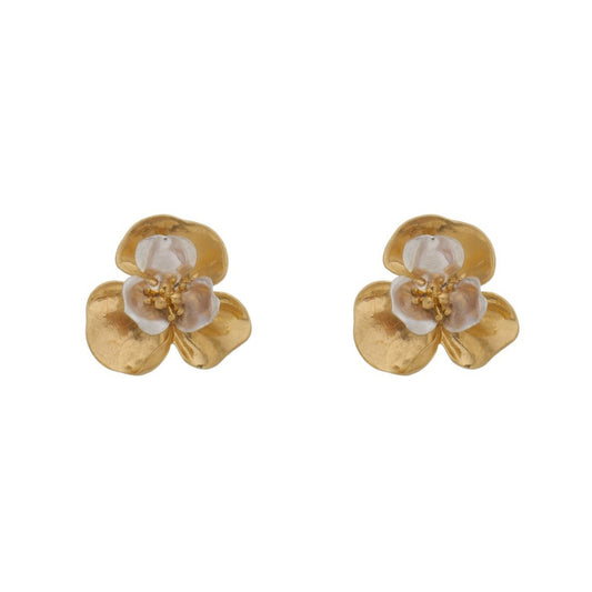 Brinco de Flor Verbena Dourado e Prata Piuka