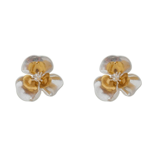 Brinco de Flor Verbena Prata e Dourado Piuka