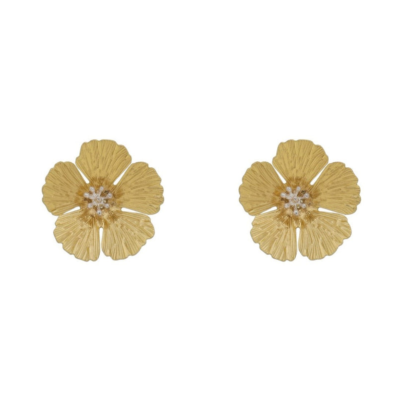 Brinco de Flor Violeta Dourado Piuka