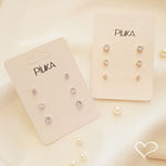 Kit 3 Brincos June Pontos de Luz Zircônia Folheado a Ouro 18k
