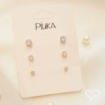 Kit 3 Brincos June Pontos de Luz Zircônia Folheado a Ouro 18k