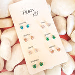 Kit 7 Brincos Semaninha Dri Zircônia Colorida Folheado a Ouro 18k