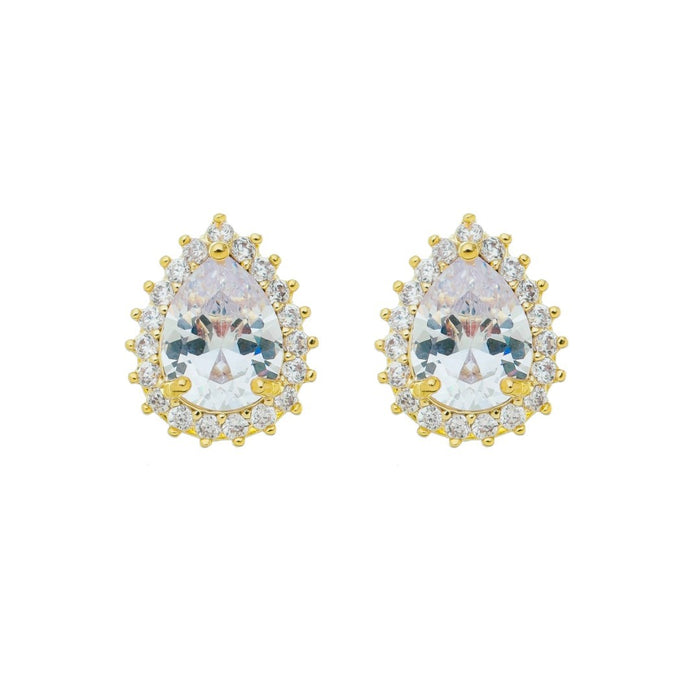 Brinco Nina Gota Zircônias Folheado a Ouro 18k