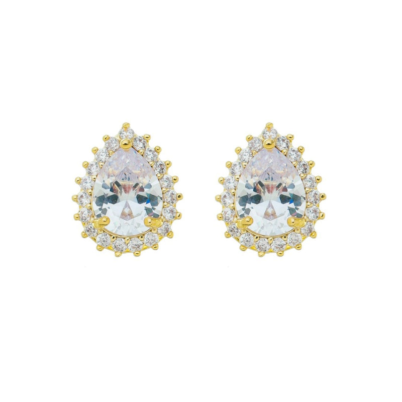 Brinco Nina Gota Zircônias Folheado a Ouro 18k