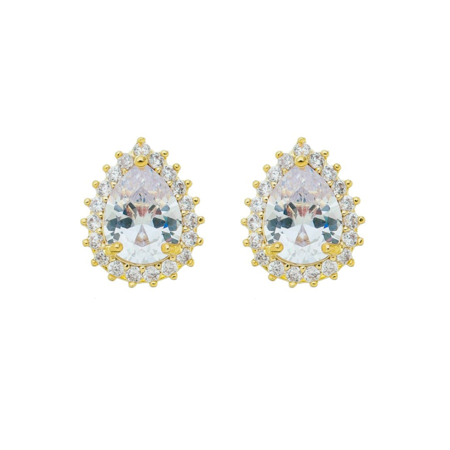 Brinco Nina Gota Zircônias Folheado a Ouro 18k