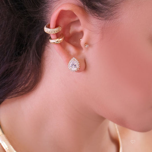 Brinco Nina Gota Zircônias Folheado a Ouro 18k