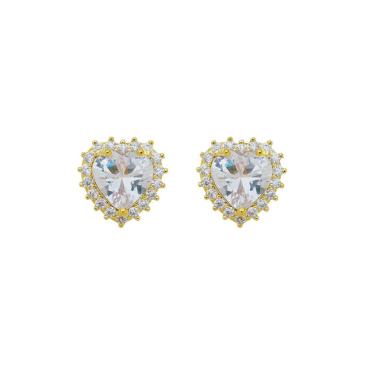 Brinco Nina Coração Zircônias Folheado a Ouro 18k