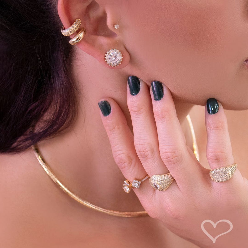 Brinco Ponto de Luz Nina Zircônias Folheado a Ouro 18k