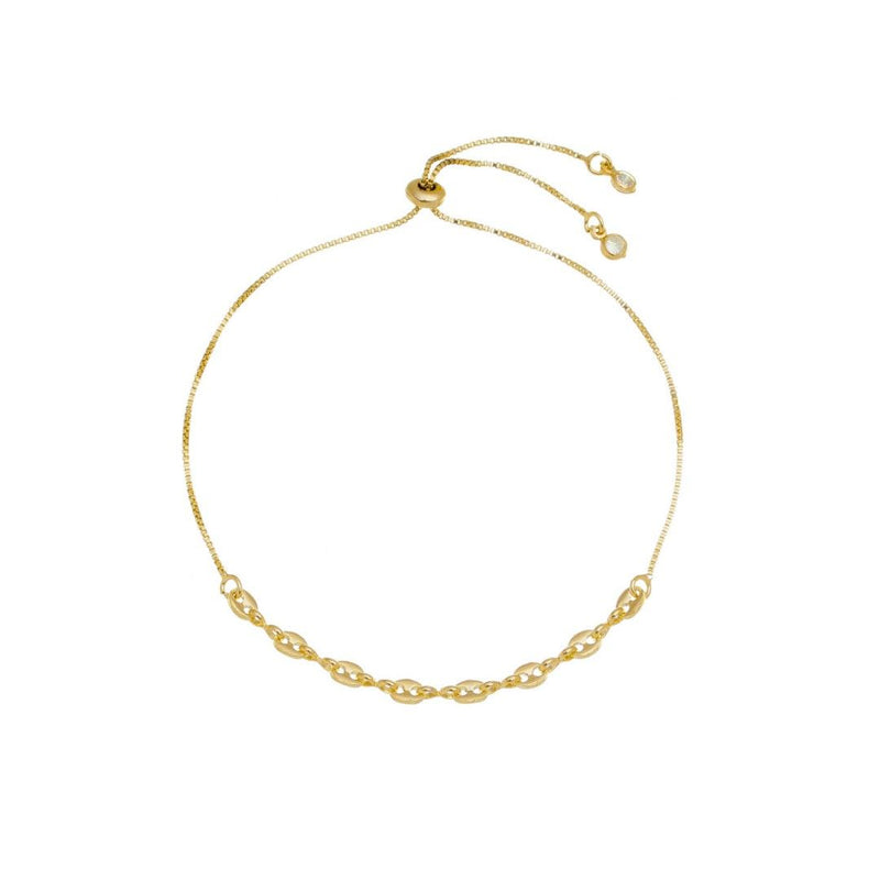 Pulseira Ajustável Beatriz Mini Elos Folheada a Ouro 18k