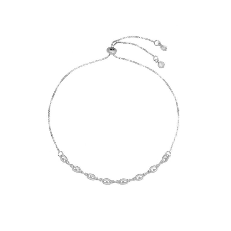 Pulseira Ajustável Beatriz Mini Elos Folheada em Ródio Branco