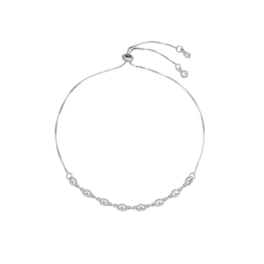 Pulseira Ajustável Beatriz Mini Elos Folheada em Ródio Branco