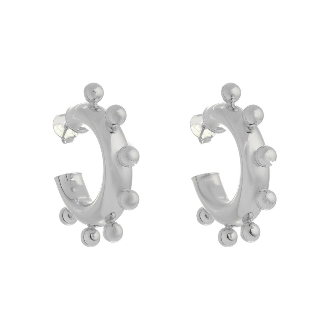 Brinco de Argola Tubo Carolina Folheado em Ródio Branco