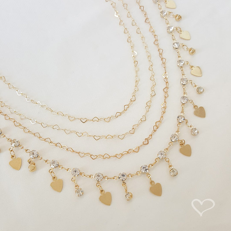 Choker Mirela Mini Corações Folheado a Ouro 18k