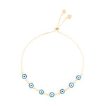 Pulseira Ajustável Folheada a Ouro 18k Grécia Olho Grego Pequeno Azul