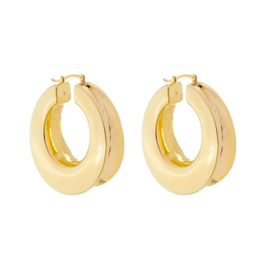 Brinco de Argola Tubo Loren Folheado a Ouro 18k Piuka
