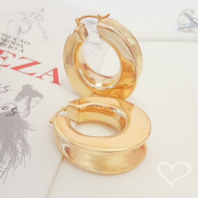 Brinco de Argola Tubo Loren Folheado a Ouro 18k Piuka