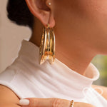 Brinco de Argola Tubo Loren Folheado a Ouro 18k Piuka