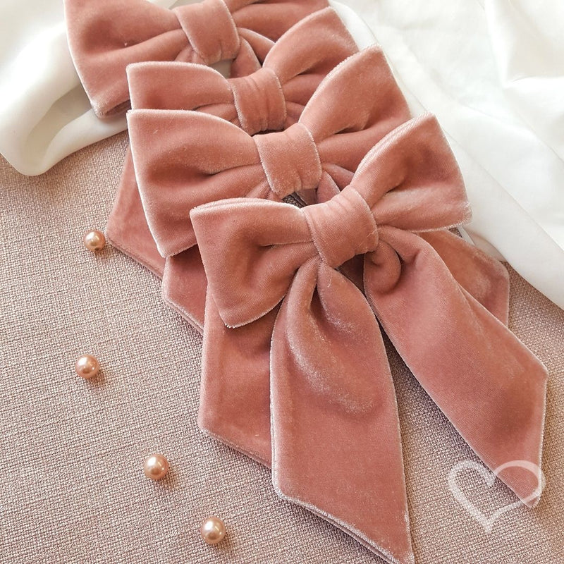 Laço de Cabelo Infantil Nat Veludo Alemão Rose Piuka