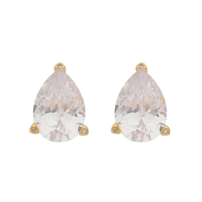 Brinco Maria Sophia Gota Zircônia Cristal Folheado a Ouro 18k