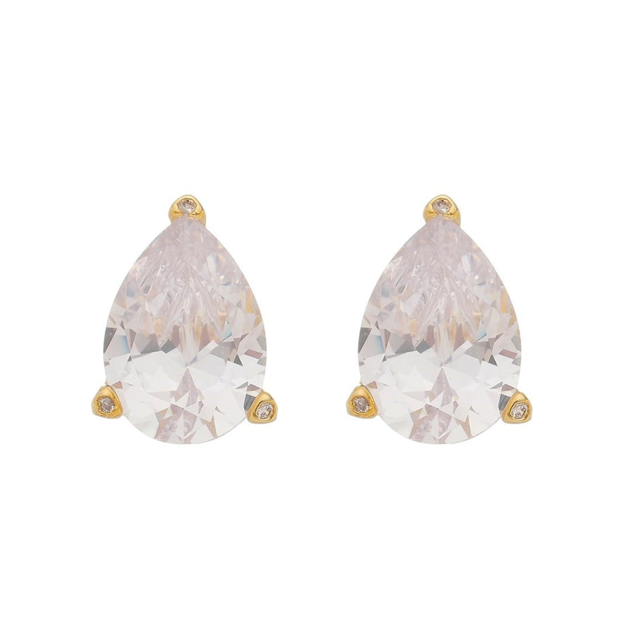 Brinco Maria Sophia Gota Zircônia Cristal Folheado a Ouro 18k