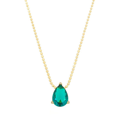 Colar Maria Sophia Gota Zircônia Turmalina Folheado a Ouro 18k