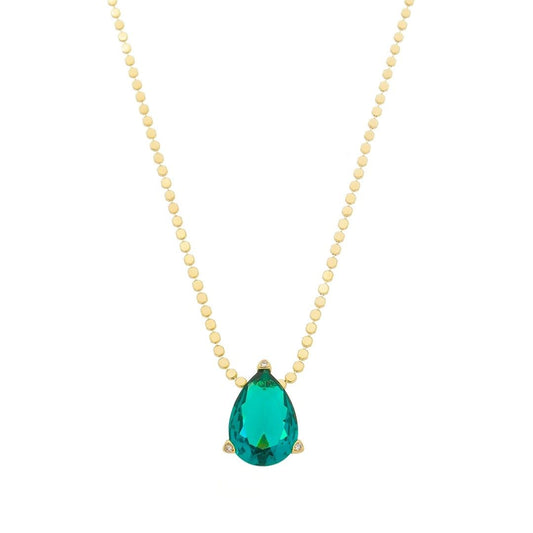 Colar Maria Sophia Gota Zircônia Turmalina Folheado a Ouro 18k