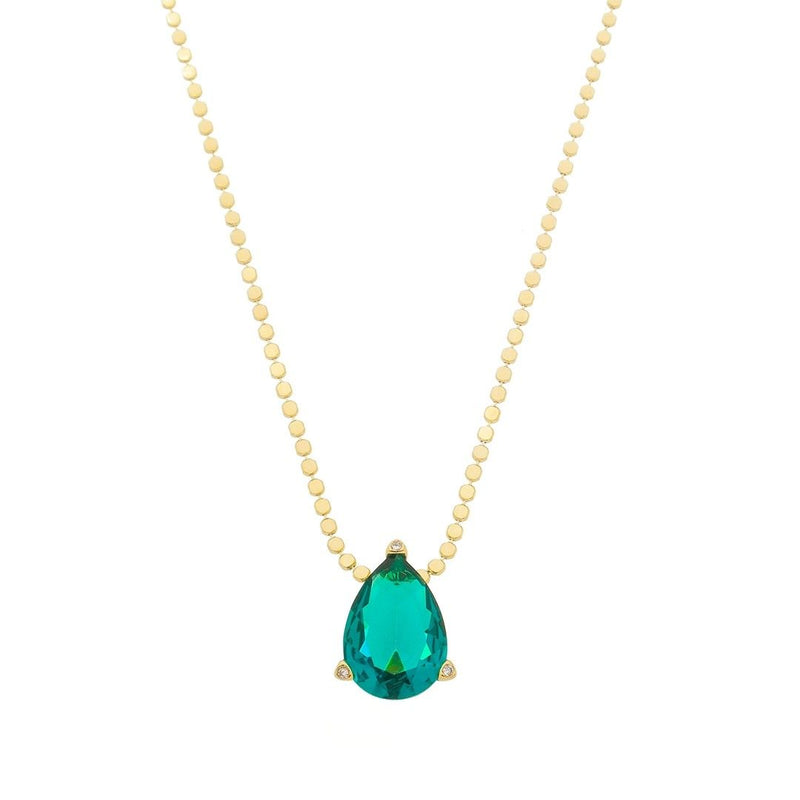 Colar Maria Sophia Gota Zircônia Turmalina Folheado a Ouro 18k