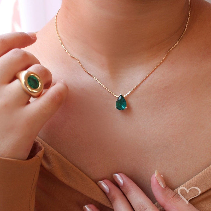 Colar Maria Sophia Gota Zircônia Turmalina Folheado a Ouro 18k