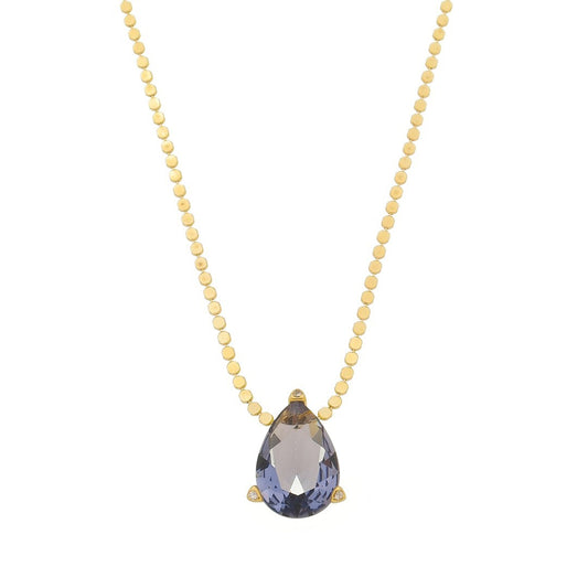 Colar Maria Sophia Gota Zircônia Tanzanita Folheado a Ouro 18k