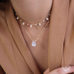 Colar Maria Sophia Gota Zircônia Cristal Folheado a Ouro 18k
