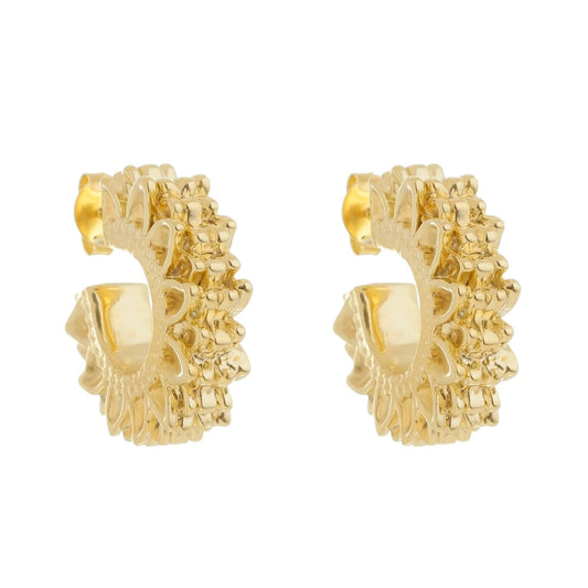Brinco de Argola Girassol Folheado a Ouro 18k