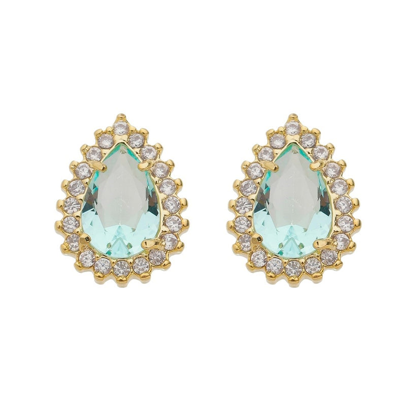 Brinco Maria Fernanda Gota Zircônia Acqua Folheado a Ouro 18k