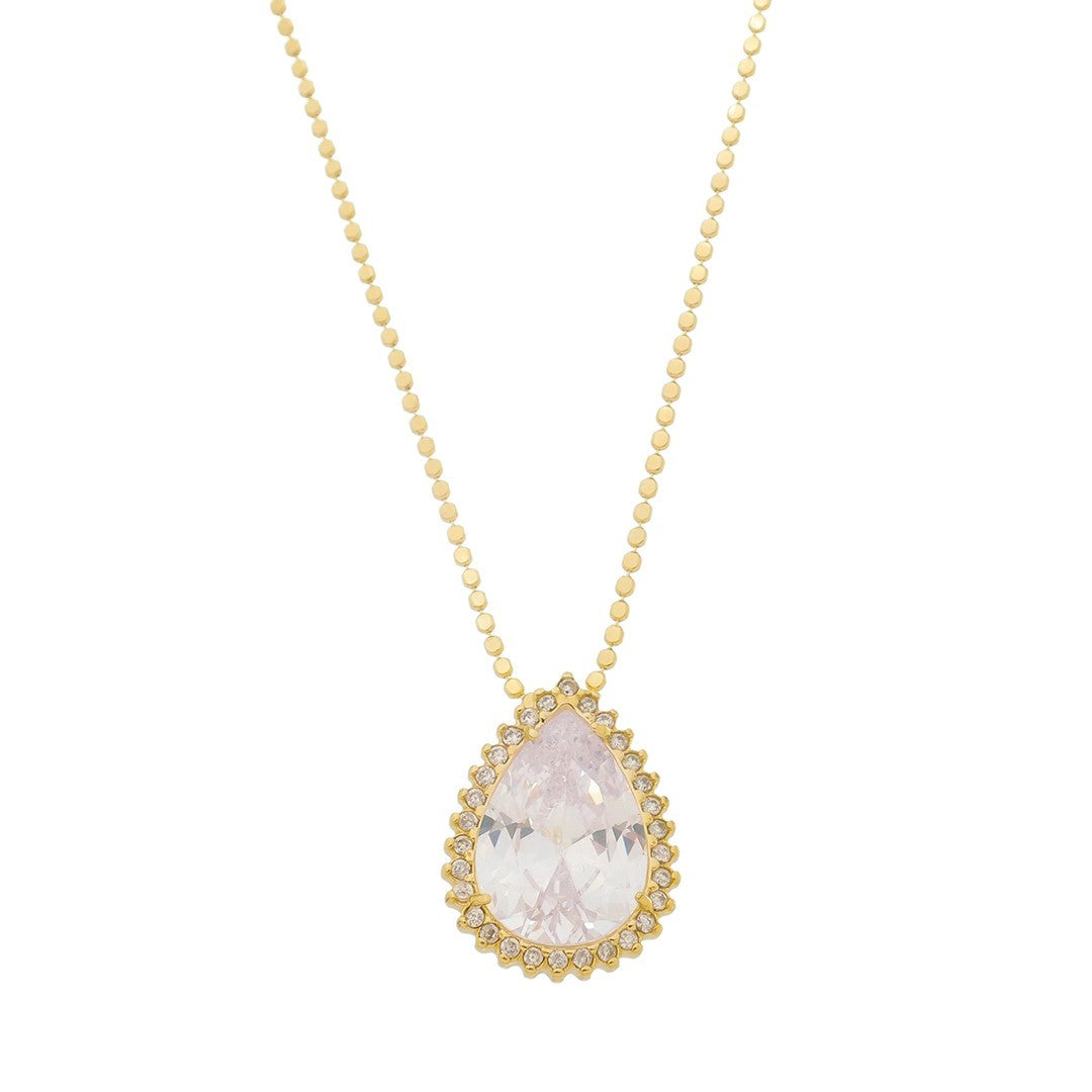 Colar Maria Fernanda Gota Zircônia Cristal Folheado a Ouro 18k