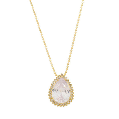 Colar Maria Fernanda Gota Zircônia Cristal Folheado a Ouro 18k