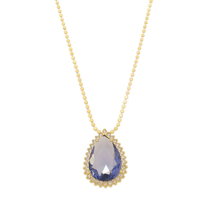 Colar Maria Fernanda Gota Zircônia Tanzanita Folheado a Ouro 18k