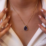 Colar Maria Fernanda Gota Zircônia Tanzanita Folheado a Ouro 18k
